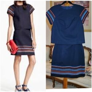 Brooks Brothers Navy and Multicolor Striped Skirt Set